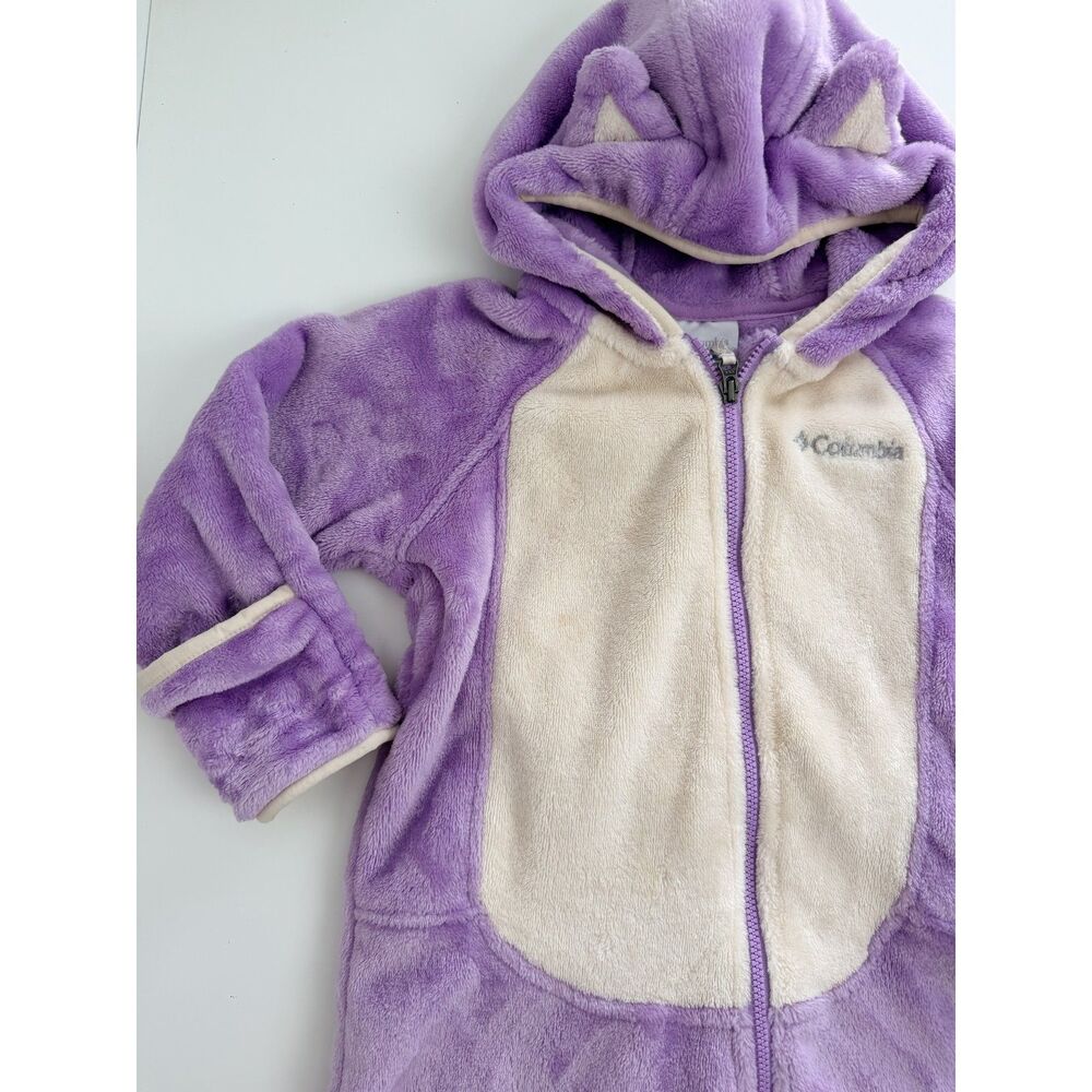 Columbia Baby 18-24M Purple Fleece Bunting Hooded Animal Ears Snowsuit - Picture 9 of 12